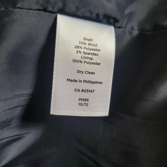 Talbots Womens Pinstripe Sheath Dress Size 6 Navy Wool Blend V-Neck Cap Sleeves - Picture 6 of 6